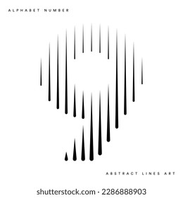 Nueve líneas del logotipo del número 9 ilustraciones abstractas de arte moderno vectorial