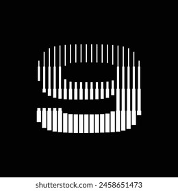 Number 9 Logo Icon Geometric Vertical Stripe Lines