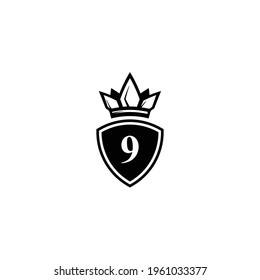 number 9 logo with king crown symbol for company logo icon design.