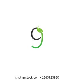 Number 9 logo leaf digital icon design concept vector