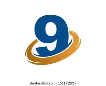 Number 9 logo or symbol template design