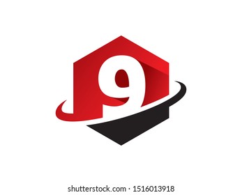 Number 9 logo or symbol template design