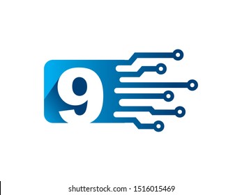 Number 9 logo or symbol template design