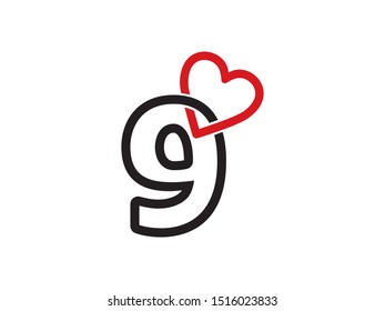 Number 9 logo or symbol template design