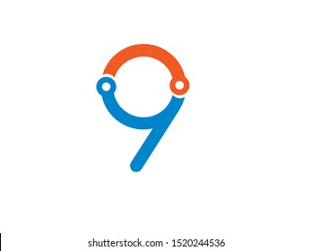 Number 9 logo or symbol template design