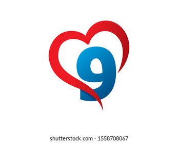 Number 9 logo or symbol template design