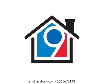 Number 9 logo or symbol template design