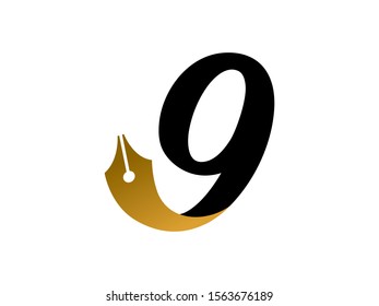 Number 9 logo or symbol template design