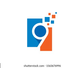 Number 9 logo or symbol template design