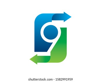Number 9 logo or symbol template design