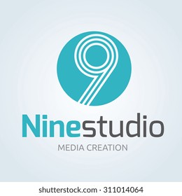 Number 9 Logo template. Brand identity for automotive and creative business