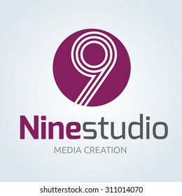 Number 9 Logo template. Brand identity for automotive and creative business