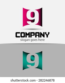 Number 9 logo. Vector logotype design. 