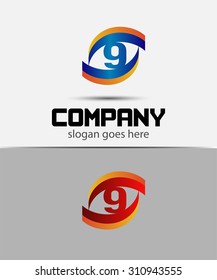 Number 9 logo. Vector logotype design set
