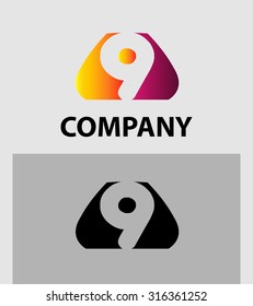 Number 9 logo. Vector logotype design.
