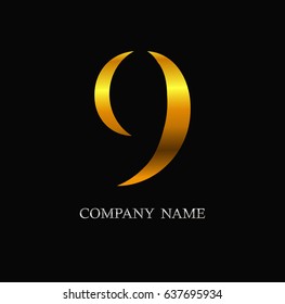 Number 9 logo.Vector logo template.