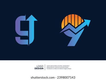 Number 9 marketing, finance, investment and business logo design.