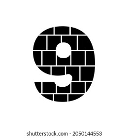 Number 9 mask area. Number photo collage frames template. Family photo collage frames template for interior design. Smooth square, horizontal and vertical form.