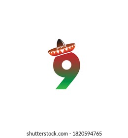 Number 9 Mexican hat concept design illustration