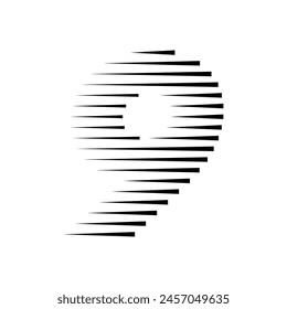 Number 9 Modern Logo with Geometric Horizontal Speed Line Pattern