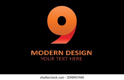 Número 9 moderna forma abstracta plantilla de logotipo del vector de monograma