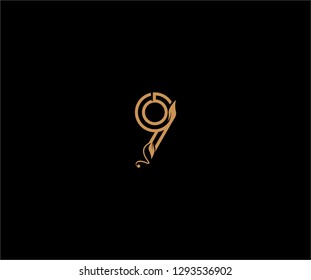 Number 9 monogram linear shape luxury flourishes ornament design logo