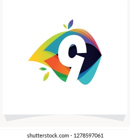 Number 9 Negative space design. Number 9 logo at colorful multicolor background