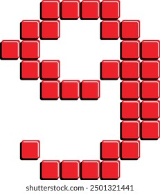 Number 9, Nine, 8 bit Pixel Style, Retro Old Game Font, Antiguas Typography