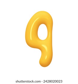 Number 9. Nine Number sign yellow color. Realistic 3d design in cartoon liquid paint style. Isolated on white background. vector illustration