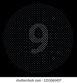 number 9 nine with three-dimensional effect editable vector, technological communications