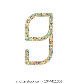Number 9, numeral, ninth. Colored mosaic with polygons
