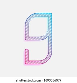 Number 9, numeral, ninth. Colored logo with diagonal lines and blue-red gradient. Neon graphic, light effect