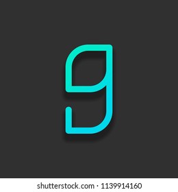 Number 9, numeral, ninth. Colorful logo concept with soft shadow on dark background. Icon color of azure ocean