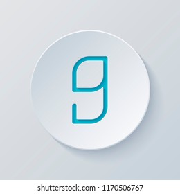 Number 9, numeral, ninth. Cut circle with gray and blue layers. Paper style