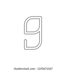 Number 9, numeral, ninth. Dotted outline silhouette with shadow on white background