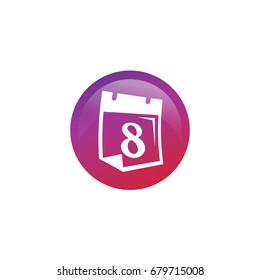 number 9 on calendar within a circle, icon design, isolated on white background. 