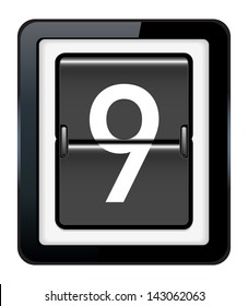 Number 9 on a mechanical timetable