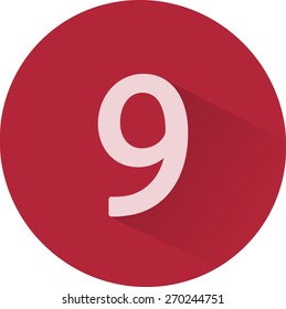 Número 9 sobre fondo blanco. Ilustración del vector