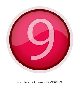 Number 9 on white background. Vector illustration