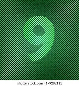 Number 9 - Optical illusion green techno alphabet