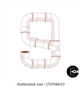 Number 9 pipeline cartoon vector.