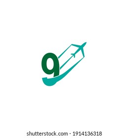 Número 9 con el icono de plano ilustración vectorial