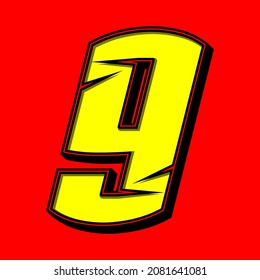 Number 9 race icon vector. Simple racing number. Flat design, Editable. Vector Illustration EPS 10