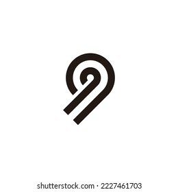 Number 9 rounded, double geometric symbol simple logo vector