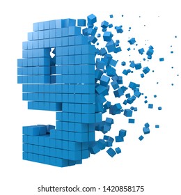 number 9 shaped data block. version with blue cubes. 3d pixel style vector illustration. suitable for blockchain, technology, computer and abstract themes.