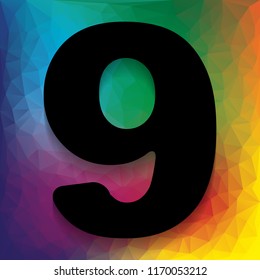 Number 9 sign design template element. Vector. Flat style black icon on white.