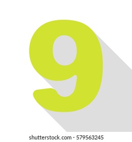 Number 9 sign design template element. Pear icon with flat style shadow path.