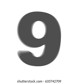 Number 9 sign design template element. Vector. Gray icon shaked at white background.