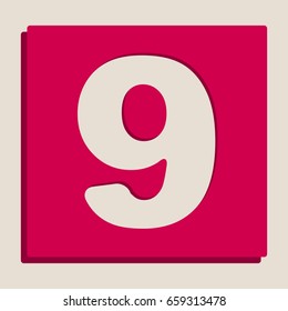 Number 9 sign design template element. Vector. Grayscale version of Popart-style icon.