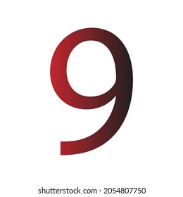 NUMBER 9 SIMPLE CLIP ART GRADIENT COLOUR VECTOR ILLUSTRATION